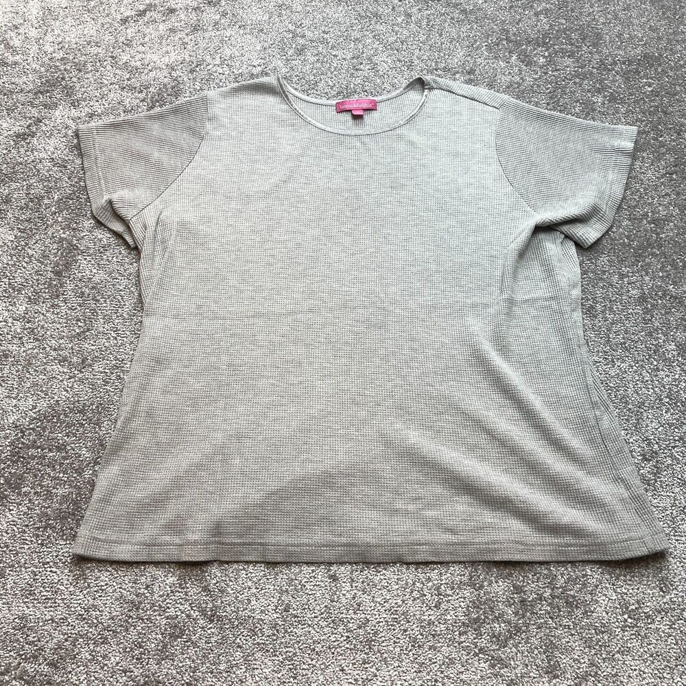 Woman Within Shirt Womens Plus Size 1X 22/24 Gray Short Sleeve Thermal Waffle